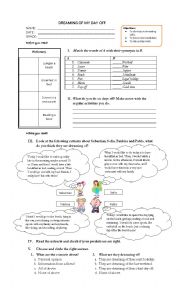 English Worksheet: my dream day off