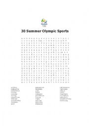 Summer Olympic Word Search