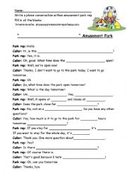 English Worksheet: Amusement Park dialogue