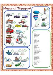 English Worksheet: Means of Transport