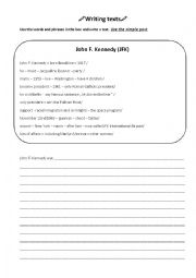 English Worksheet: Writing texts past simple  - JFK