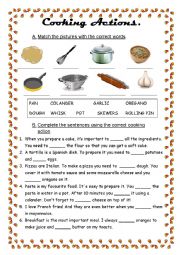 English Worksheet: Cooking actions