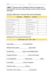 English Worksheet: sequencing events