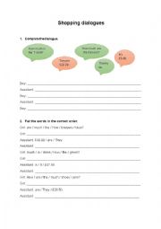 English Worksheet: Shopping dialogues