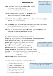 English Worksheet: give some advice
