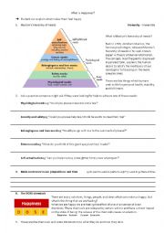 English Worksheet: What is happiness?