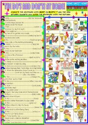 English Worksheet: The Dos and donts at home, must /mustnt