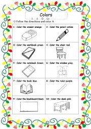 English Worksheet: Colors