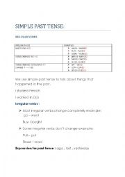 English Worksheet: SIMPLE PAST TENSE 