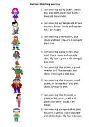 English Worksheet: Clothes - a simple matching exercise