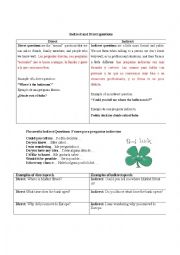 English Worksheet: Direct and Indirect questions resume and practise