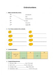 English Worksheet: Ordinal numbers 1