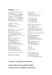 English Worksheet: SONG MAROON5_Comparisons
