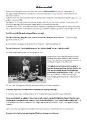 English Worksheet: Muhammed Ali quotes