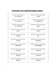 English Worksheet: Conversation Cards to Talk about Feelings/Emotions