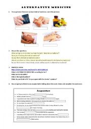 English Worksheet: alternative medicine