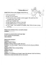 English Worksheet: Disney songs - Hakuna matata (Listening comprehension)