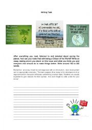 English Worksheet: Writing task on Sustainability