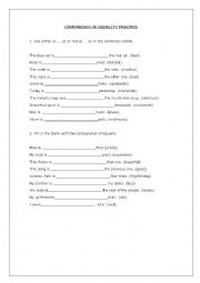 English Worksheet: comparative of equality practice 