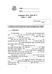 English Worksheet: Simple Past - Fill in the gaps activity about the book Judy Moody
