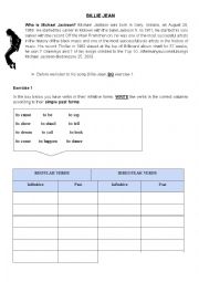 English Worksheet: Billie Jean - Past Simple
