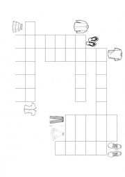 English Worksheet: clothes crossword