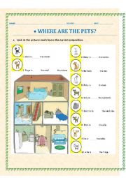 English Worksheet: Where are my pets?