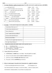 English Worksheet: The interview reading and Modal verbs, Future and past test