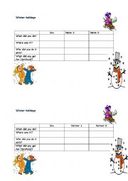 English Worksheet: What did yo do on Winter holidays?