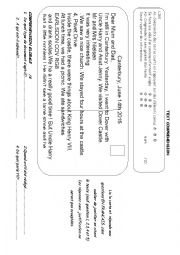 English Worksheet: POSTCARD TEXT COMPREHENSION