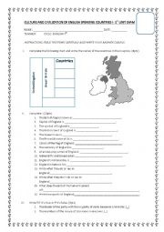 English Worksheet: exam about ENGLAND