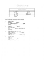 English Worksheet: Possesive adjectives