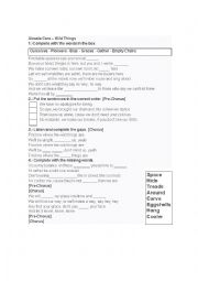 English Worksheet: Alessia Cara - Wild Things Song Worksheet