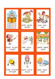 English Worksheet: Irregular Verbs - Cards - Set 10/10