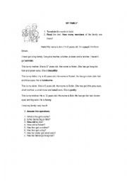English Worksheet: My family 