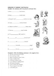 English Worksheet: Exercises of Present Continuous