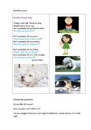English Worksheet: IF DOGS COULD TALK (a poem)