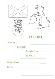 English Worksheet: Scotland fact file
