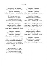 English Worksheet: Lean On song lyrics and activities