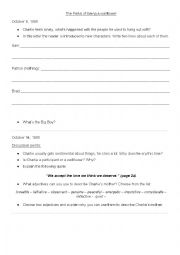 English Worksheet: The Perks of Being a Wallflower activities