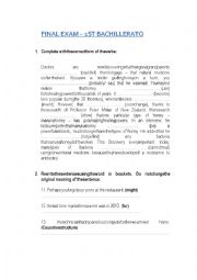 English Worksheet: FINAL TEST. 1ST BACHILLER STUDENTS 