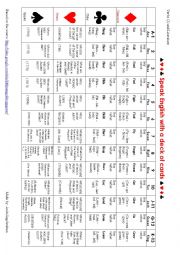 Speak English with a deck of cards - verbs and literature