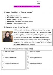 English Worksheet: Verb to ba and Have got / Has got