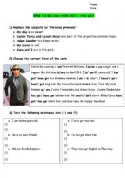 English Worksheet: Verbs To Be and Have got / Has got
