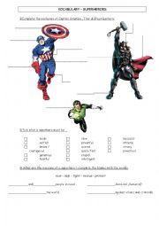 English Worksheet: Superheroes - Vocabulary 