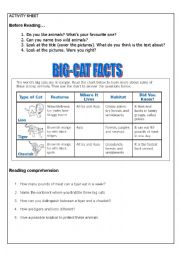 English Worksheet: BIG-CATS FACTS