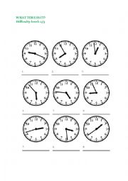 English Worksheet: What time is it?