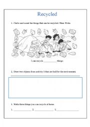 English Worksheet: recycle