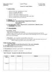 English Worksheet: lesson plan