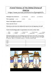 English Worksheet: A brief History of the United States of America 